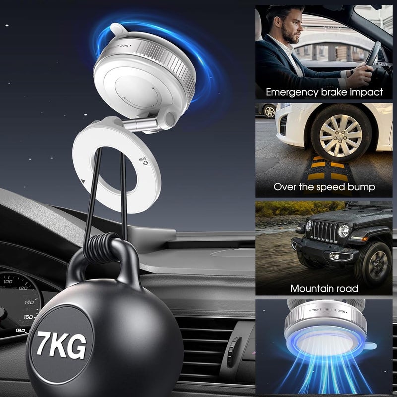 Jikasho Vacuum Magnetic Suction Phone Holder, Foldable and Retractable Hands-Free Suction Cup Phone Mount for Car/Gym/Mirror/Smooth Surface, Compatible with iPhone Android and All Smartphones (White) - Image 5